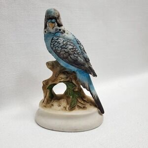 Vintage Hand-Painted Lefton Blue Parakeet ◇ Bisque Porcelain Figurine ◇ KW395